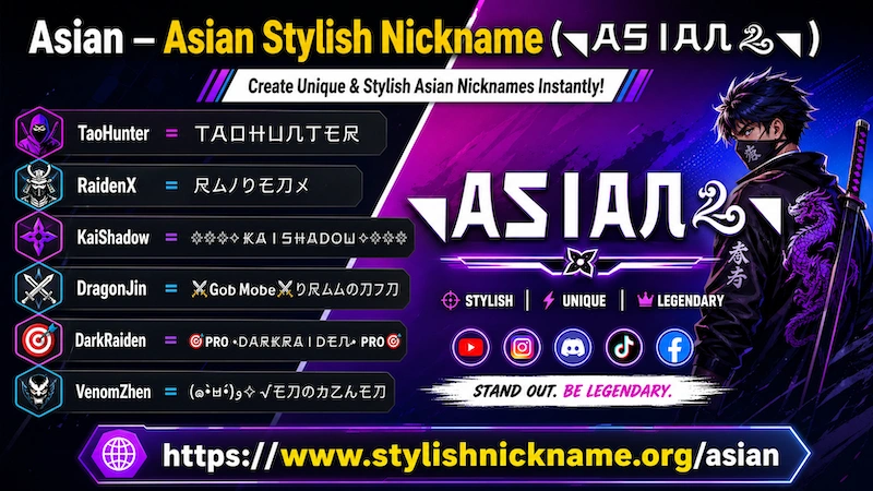 Asian – Asian Stylish Nickname (◥卂丂丨卂几 ꧂◥)