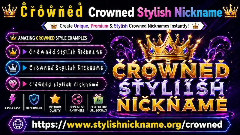 Crowned – Stylish Nickname (👑 ♛ Crown Style Fancy Text)