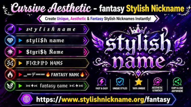Fantasy – Stylish Nickname (꧁𓊈𒆜 Fantasy Names 𒆜𓊉꧂)