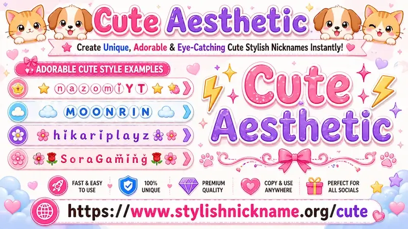 Cute – Stylish Nickname (✿ 𝓒𝓾𝓽𝓮 Aesthetic Text Styles)