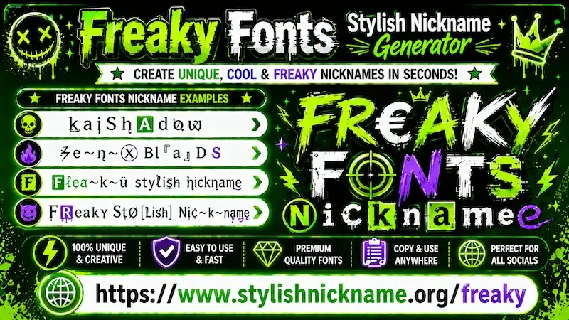 Freaky – Stylish Nickname (☠️🔥 Crazy & Freaky Text Styles)