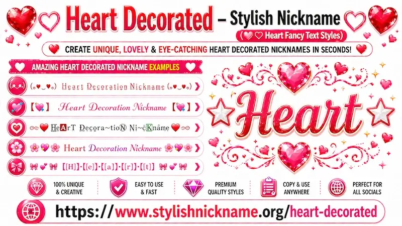 Heart Decorated – Stylish Nickname (❤️♡ Heart Fancy Text Styles)